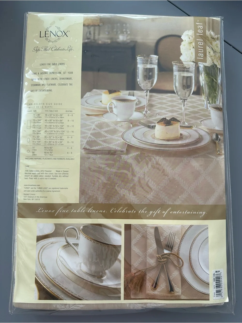 NEW Lenox Pearl JacquardTablecloth 70